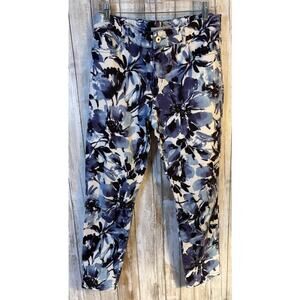 Chico's Platinum Denim Floral Print Ankle Jeans - Size 8